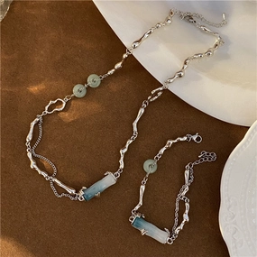 Wholesale Slub Tassels Jade Alloy Necklaces