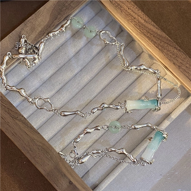 Wholesale Slub Tassels Jade Alloy Necklaces