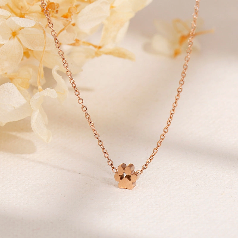 Wholesale Small Animal Paw Print Gold Plated Necklaces