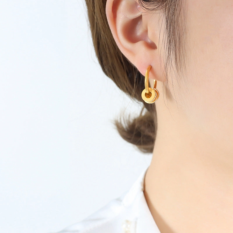 Wholesale Small Circles Gold Plated Earring