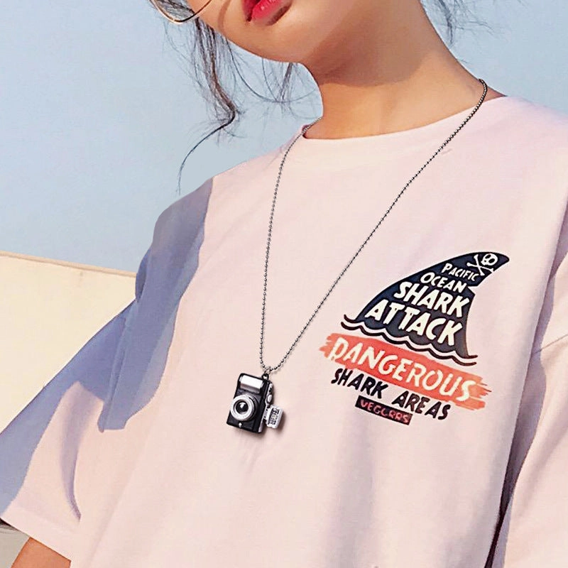 Wholesale Small Daisy Camera Alloy Necklace Sweater Chain Long Section