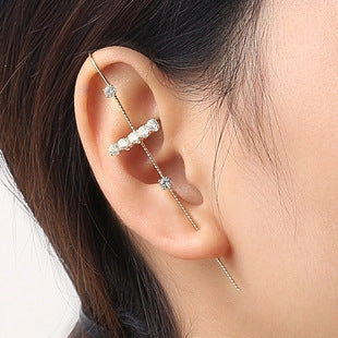 Wholesale small daisy flower rear hanging alloy earrings