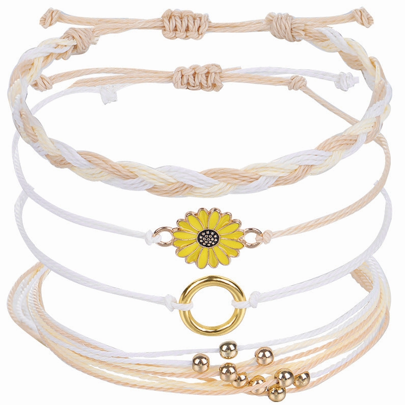 Wholesale Small Daisy Wax Thread Beads Bracelet Set