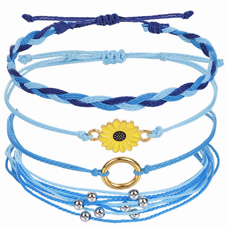 Wholesale Small Daisy Wax Thread Beads Bracelet Set