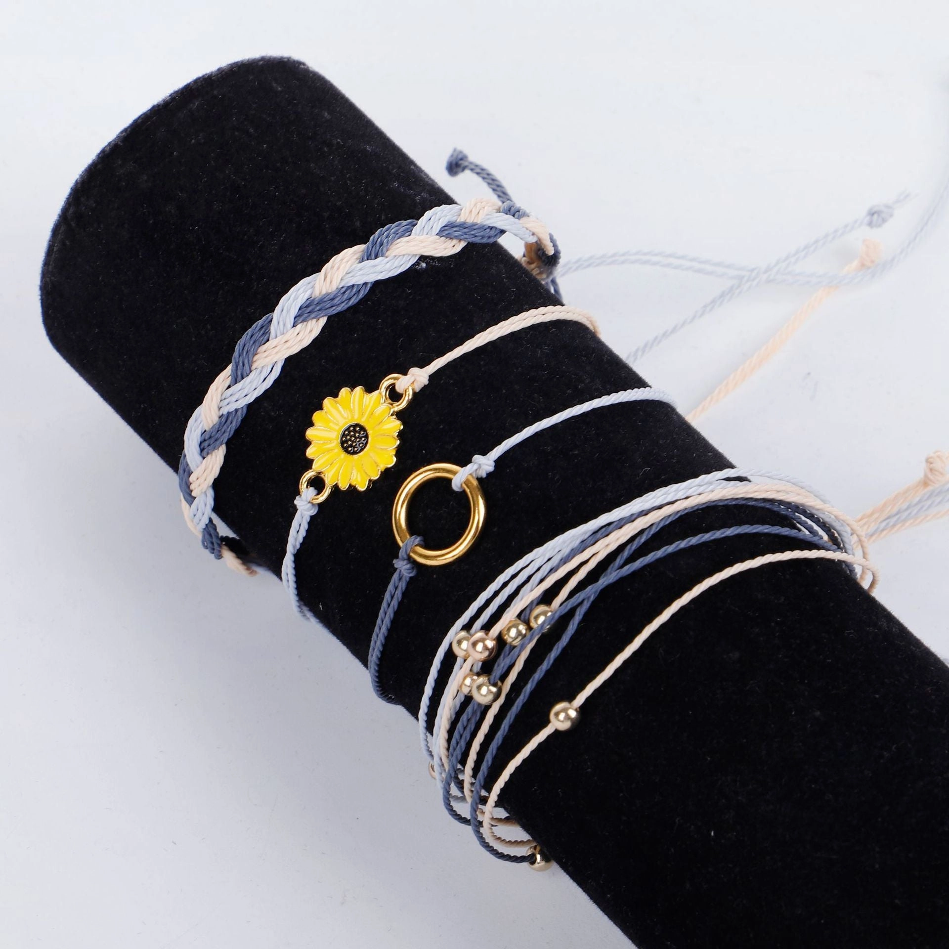 Wholesale Small Daisy Wax Thread Beads Bracelet Set