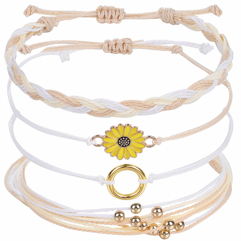 Wholesale Small Daisy Wax Thread Beads Bracelet Set