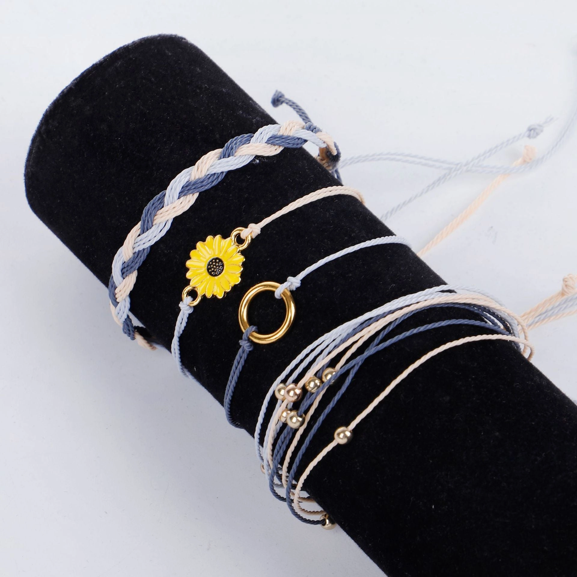 Wholesale Small Daisy Wax Thread Beads Bracelet Set
