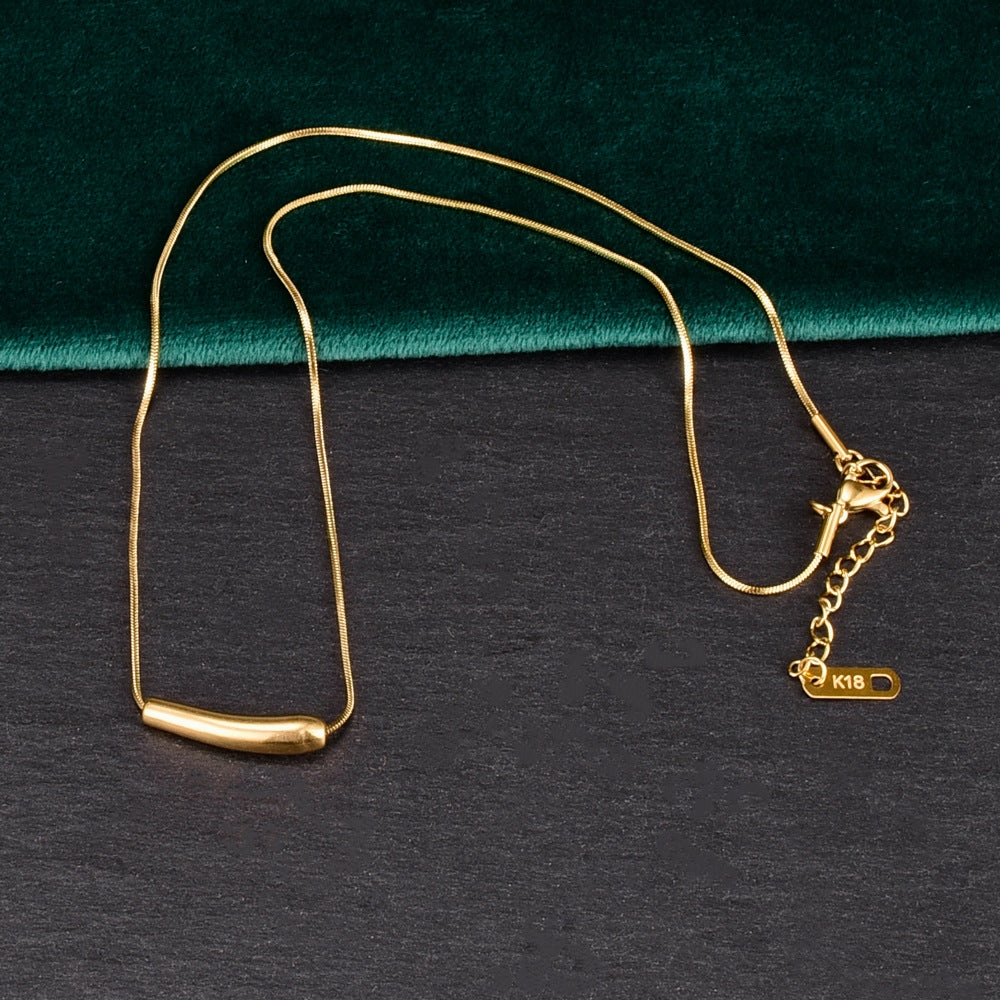 Wholesale Small Eggplant 18K Titanium Steel Gold-plated Necklace