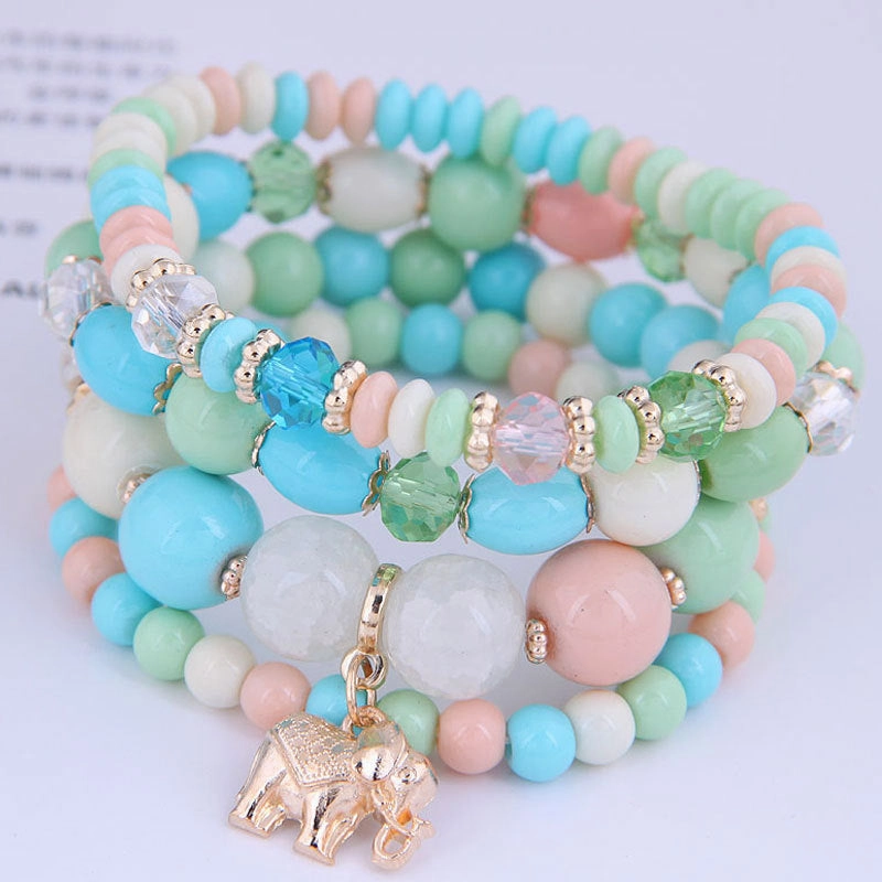 Wholesale Small Elephant Pendant Crystal Alloy Bracelet