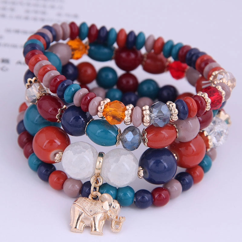 Wholesale Small Elephant Pendant Crystal Alloy Bracelet