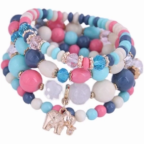 Wholesale Small Elephant Pendant Crystal Alloy Bracelet
