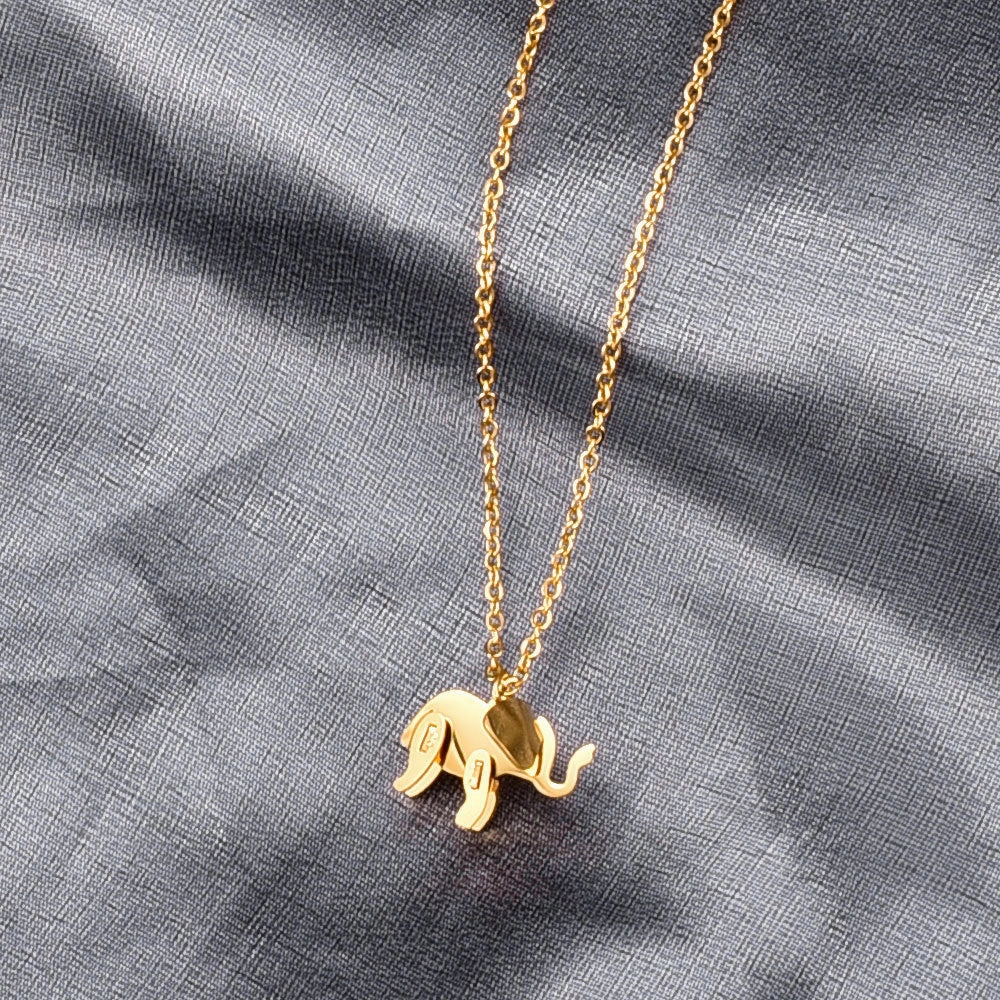 Wholesale Small Elephant Splicing Titanium Steel Necklaces