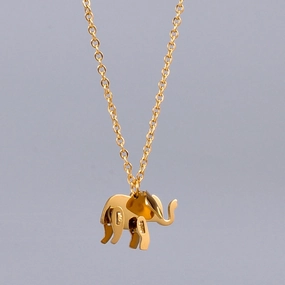Wholesale Small Elephant Splicing Titanium Steel Necklaces