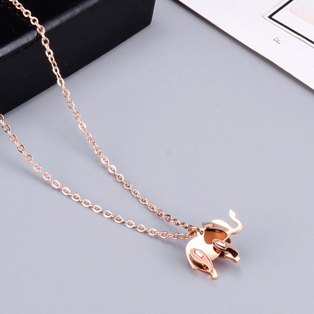 Wholesale Small Elephant Splicing Titanium Steel Necklaces