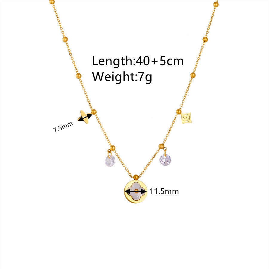 Wholesale Small Flower Titanium Steel Necklace Bracelet Set