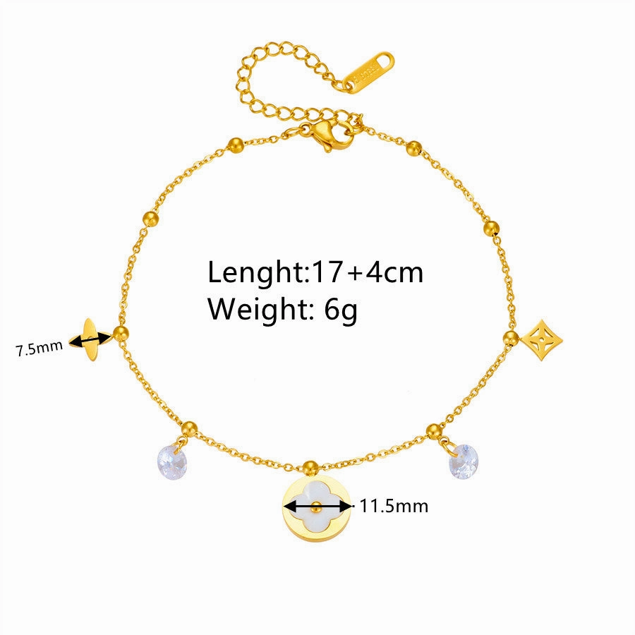 Wholesale Small Flower Titanium Steel Necklace Bracelet Set