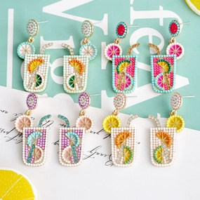 Wholesale Small Fresh Fruit Drink Rice Bead Earrings