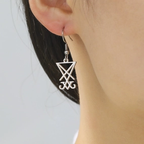 Wholesale Small Inverted Triangle Cross Hook Pendant Stainless Steel Earrings