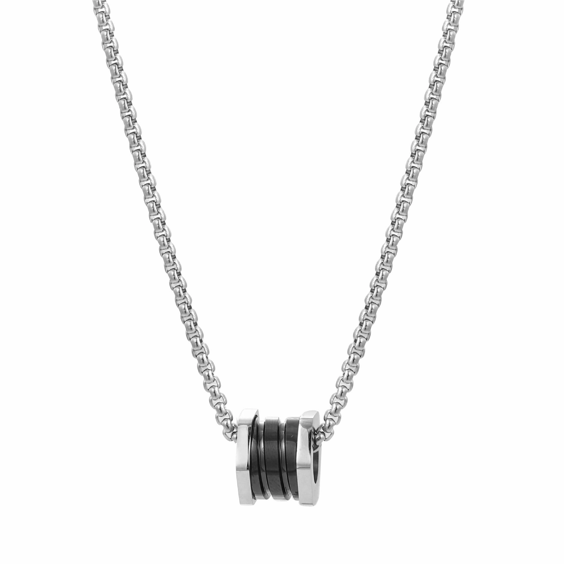 Wholesale small waist black ceramic transport pendant titanium steel non fading collarbone sweater chain