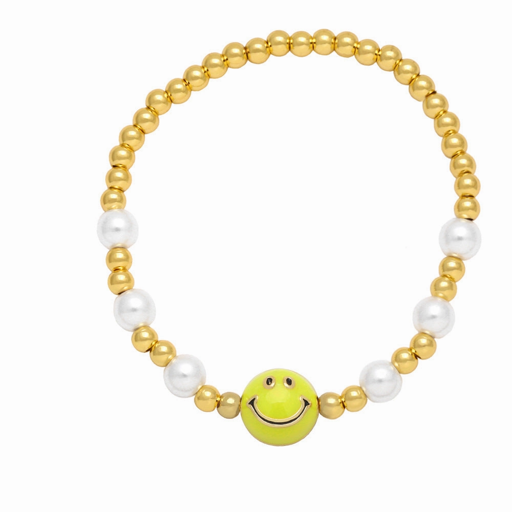 Wholesale Smiley Beaded Elastic Cord Bracelet