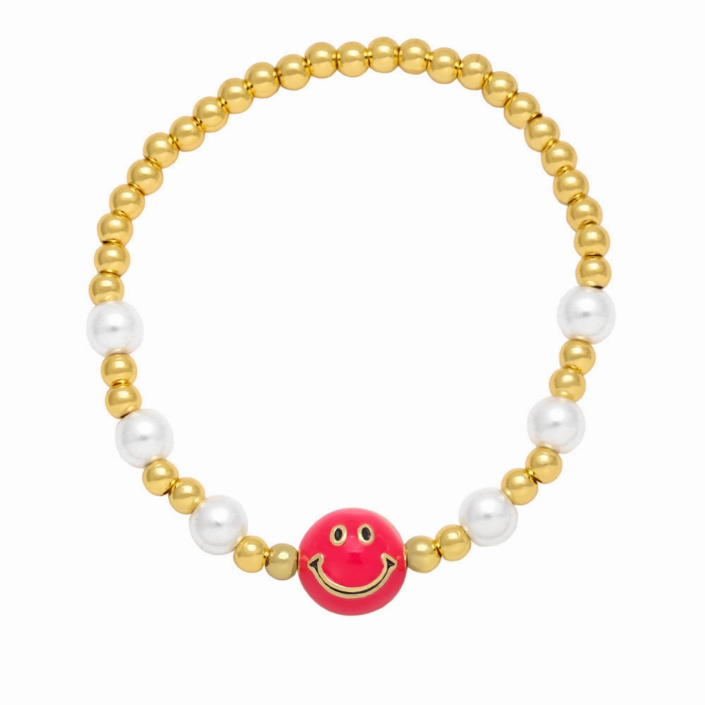 Wholesale Smiley Beaded Elastic Cord Bracelet