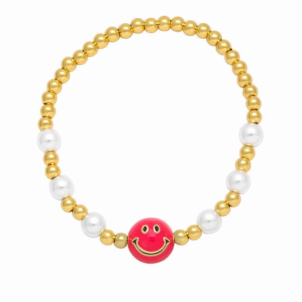 Wholesale Smiley Beaded Elastic Cord Bracelet
