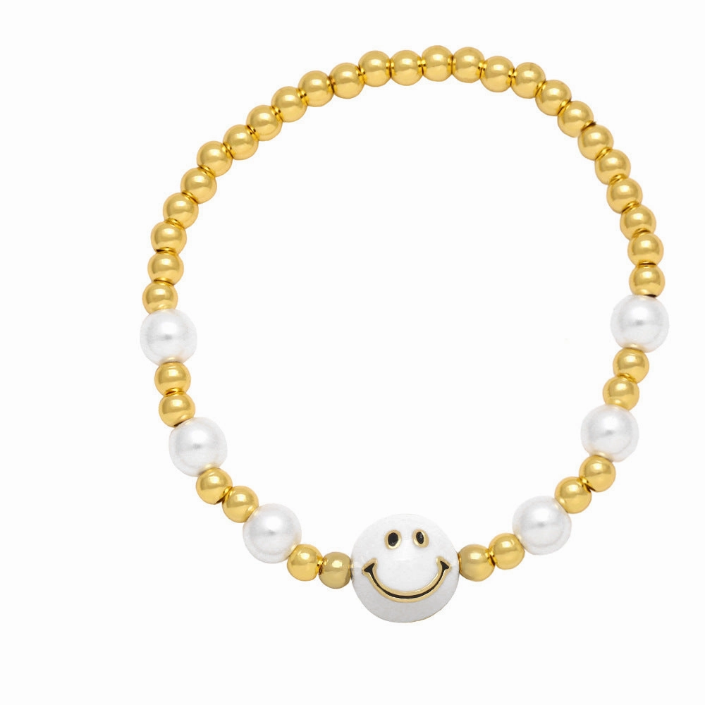 Wholesale Smiley Beaded Elastic Cord Bracelet