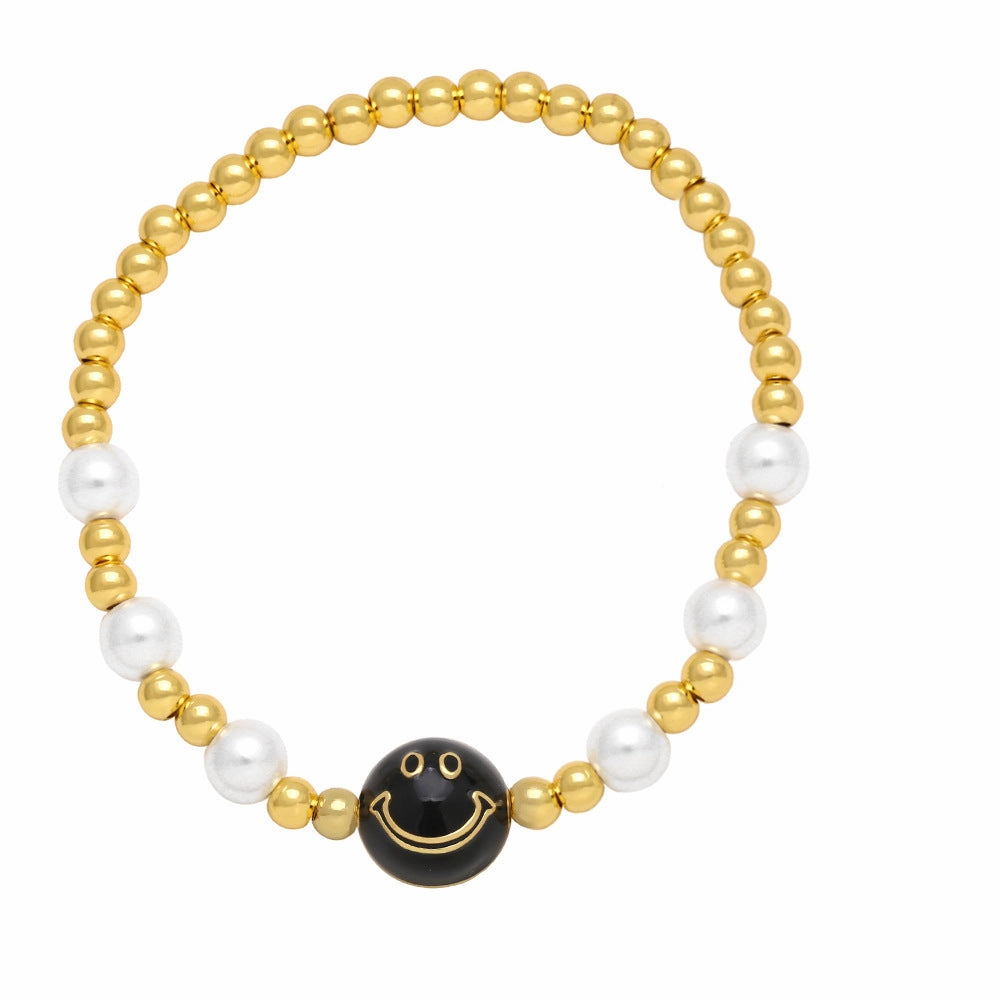 Wholesale Smiley Beaded Elastic Cord Bracelet