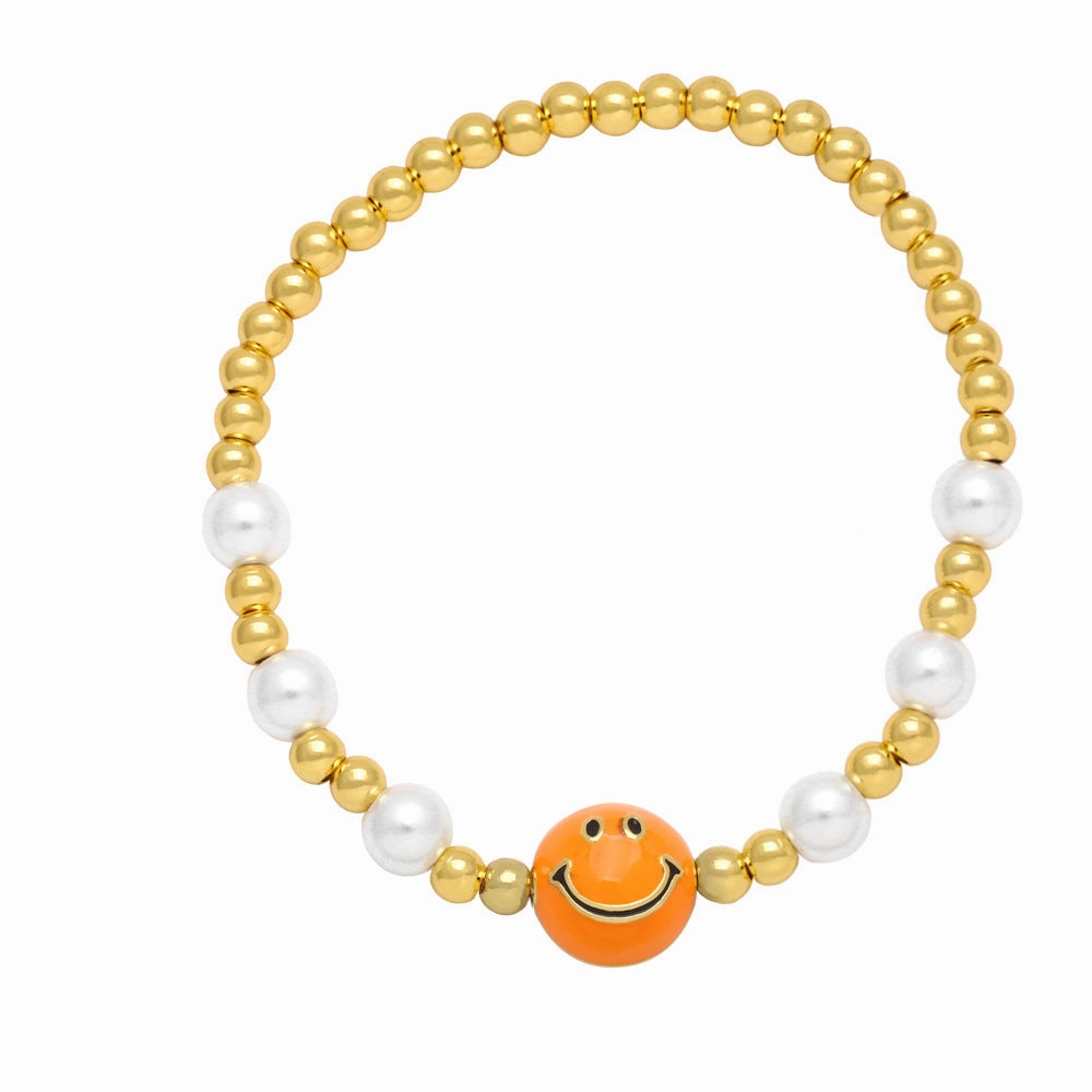 Wholesale Smiley Beaded Elastic Cord Bracelet