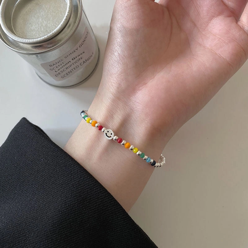 Wholesale Smiley Rainbow Bear Heart Beaded Bracelet