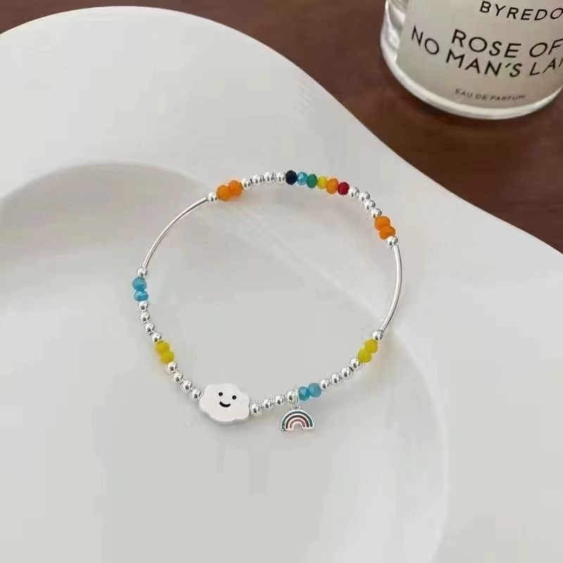 Wholesale Smiley Rainbow Bear Heart Beaded Bracelet