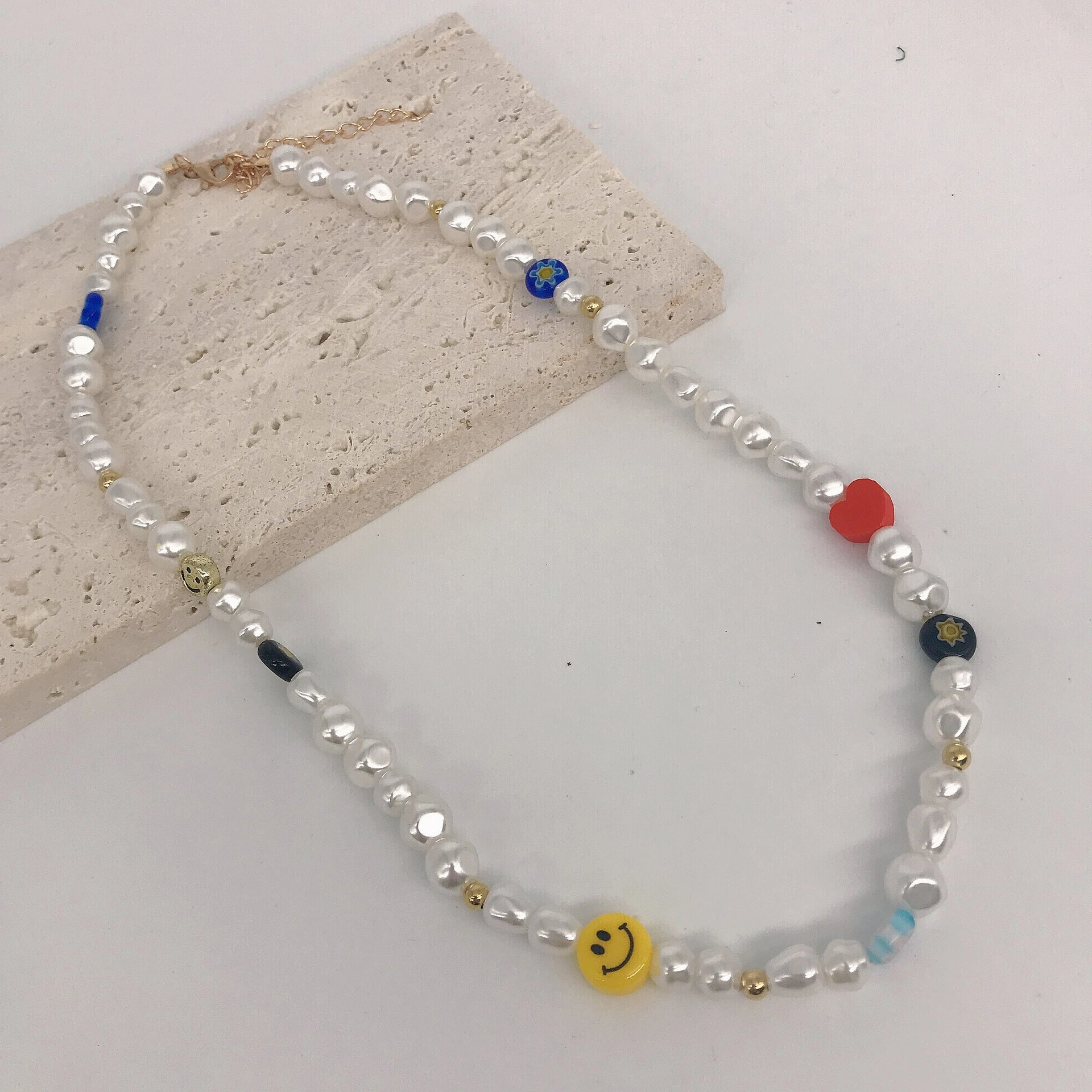 Wholesale Smiling Face Sun Flower Pearl Necklace
