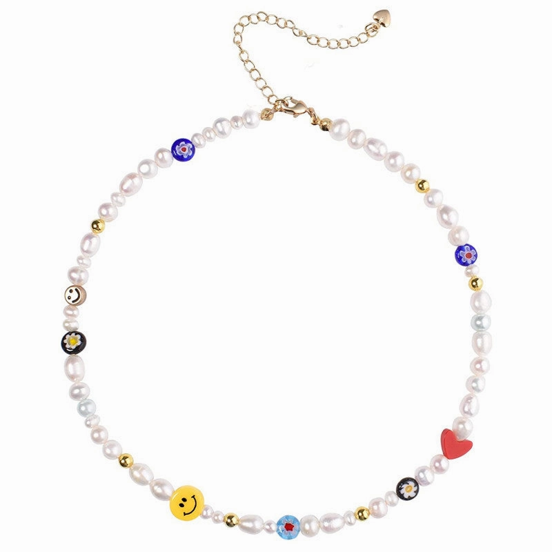 Wholesale Smiling Face Sun Flower Pearl Necklace
