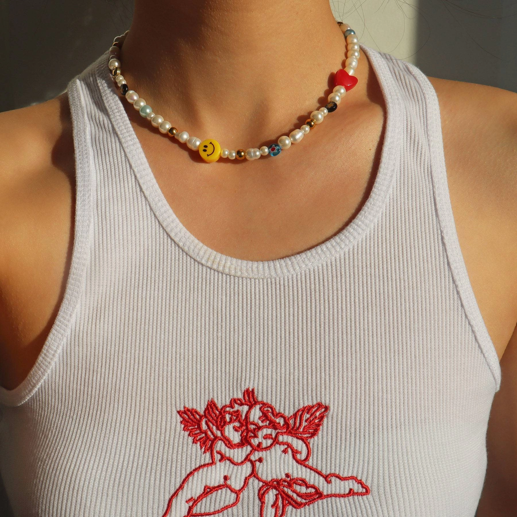 Wholesale Smiling Face Sun Flower Pearl Necklace