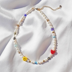 Wholesale Smiling Face Sun Flower Pearl Necklace