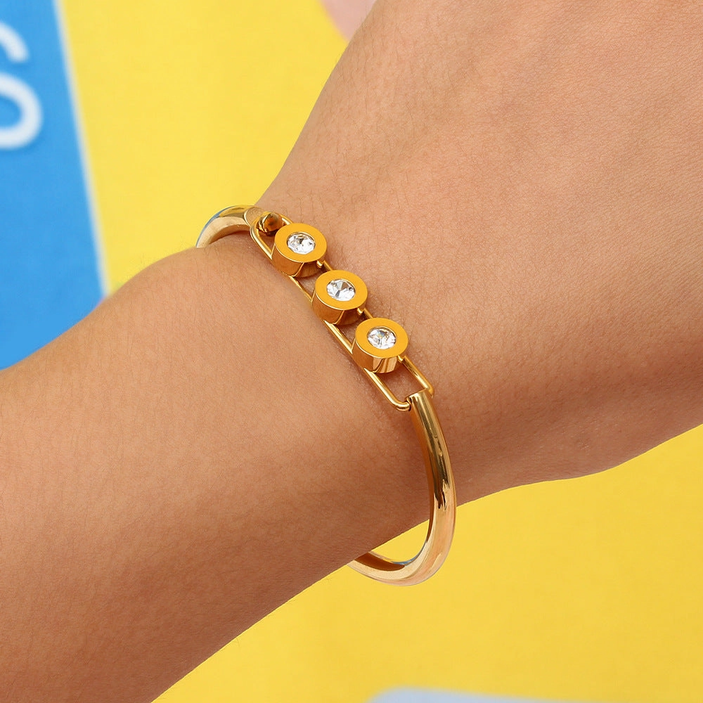 Wholesale Smooth Round Zircon Stainless Steel Bracelet