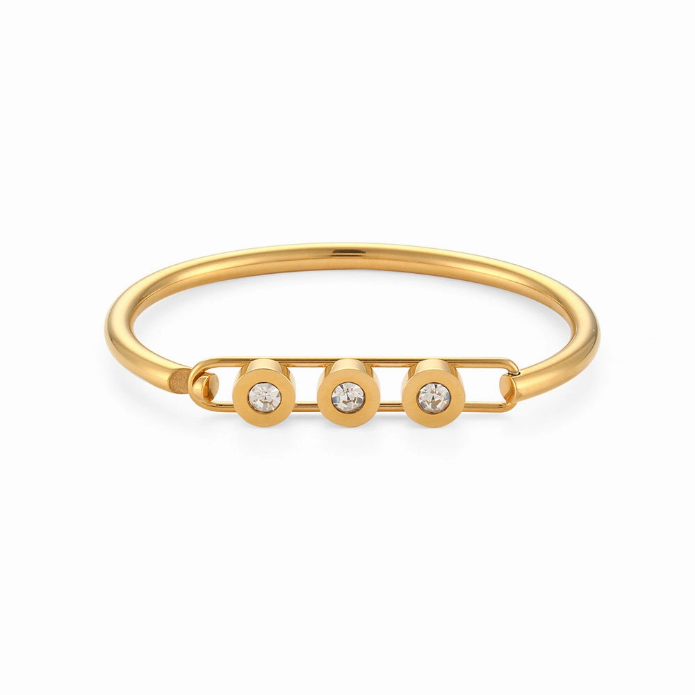 Wholesale Smooth Round Zircon Stainless Steel Bracelet