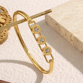 Wholesale Smooth Round Zircon Stainless Steel Bracelet