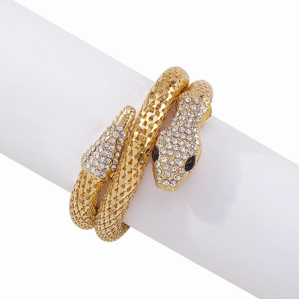 Wholesale Snake Micro-paved Rhinestone Wrap Alloy Bracelet