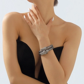 Wholesale Snake Micro-paved Rhinestone Wrap Alloy Bracelet