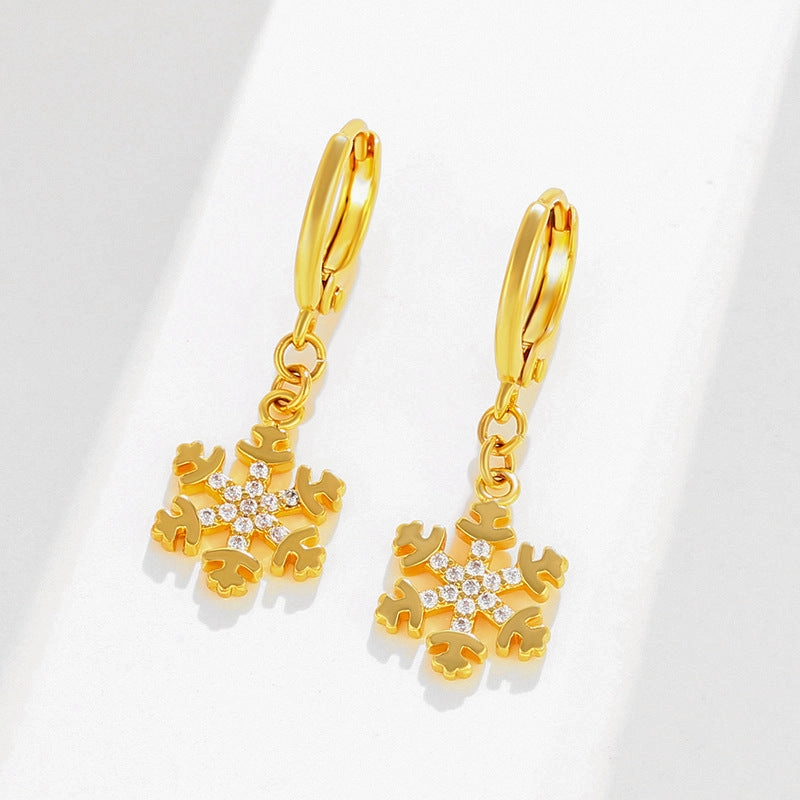 Wholesale Snow Inlaid Zirconium Alloy Earrings