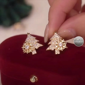 Wholesale Snowflake Christmas Tree Copper Earrings