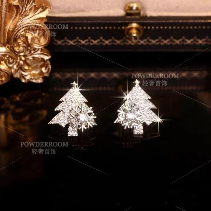 Wholesale Snowflake Christmas Tree Copper Earrings