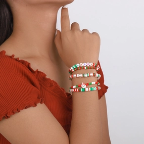 Wholesale Snowman Taichi Flower Elements Imitation Pearl Resin Alphabet Bracelet