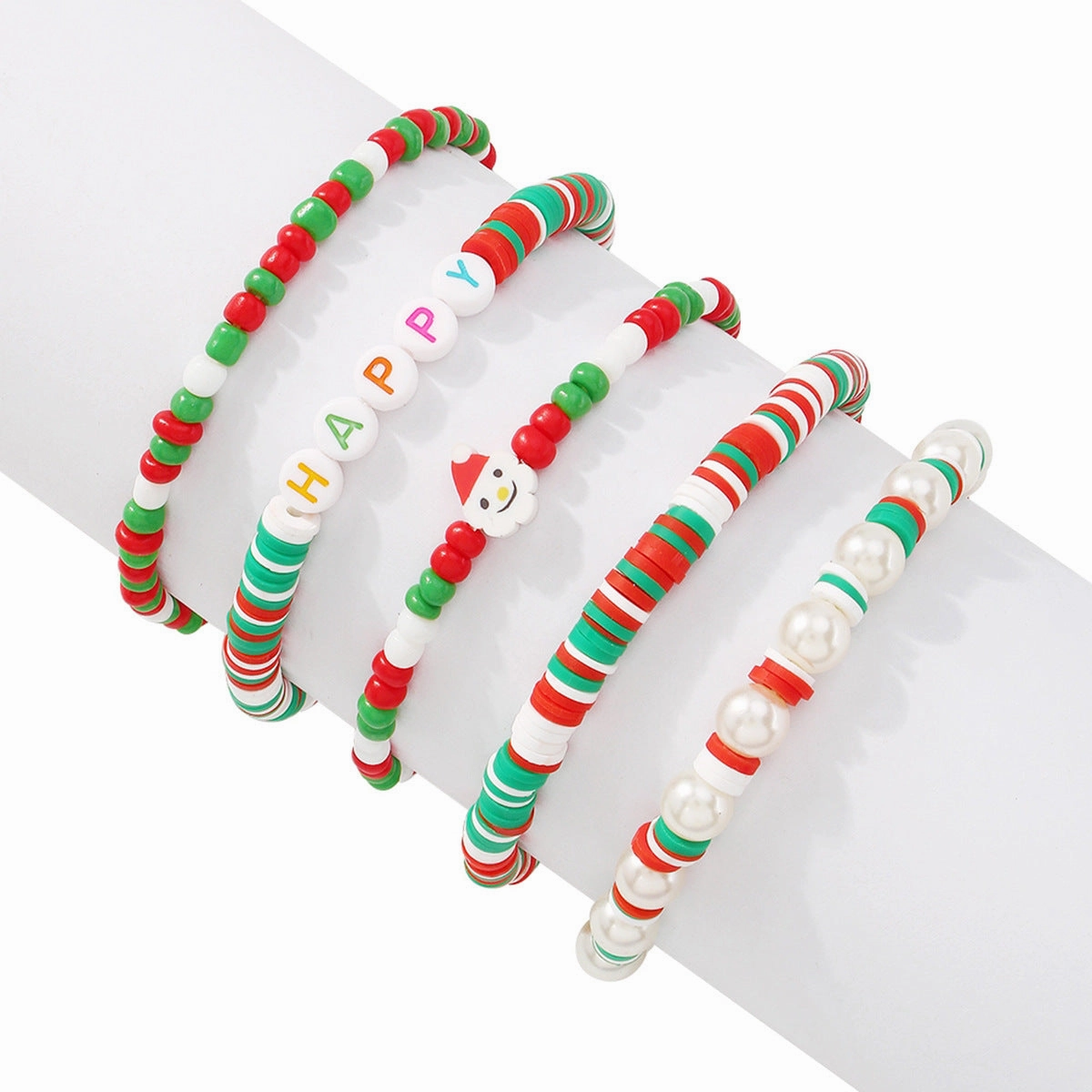 Wholesale Snowman Taichi Flower Elements Imitation Pearl Resin Alphabet Bracelet