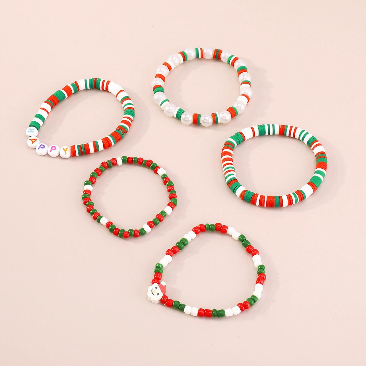 Wholesale Snowman Taichi Flower Elements Imitation Pearl Resin Alphabet Bracelet