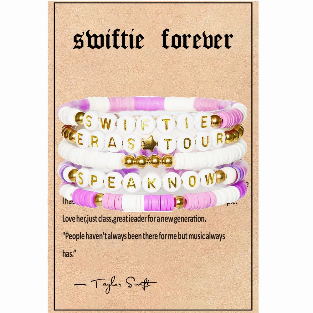 Wholesale Soft Clay Taylor Friendship Letter Beads Millet Beads Bracelet
