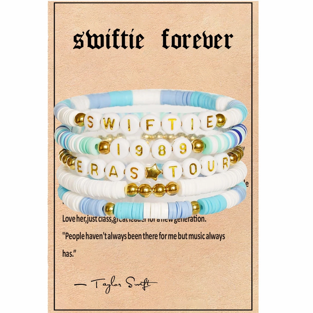 Wholesale Soft Clay Taylor Friendship Letter Beads Millet Beads Bracelet