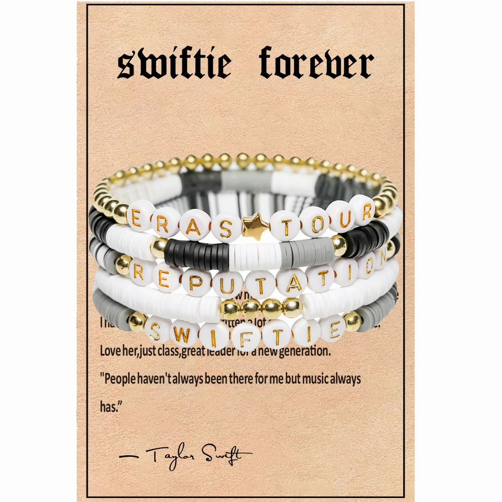 Wholesale Soft Clay Taylor Friendship Letter Beads Millet Beads Bracelet