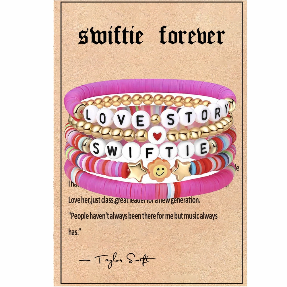 Wholesale Soft Clay Taylor Friendship Letter Beads Millet Beads Bracelet